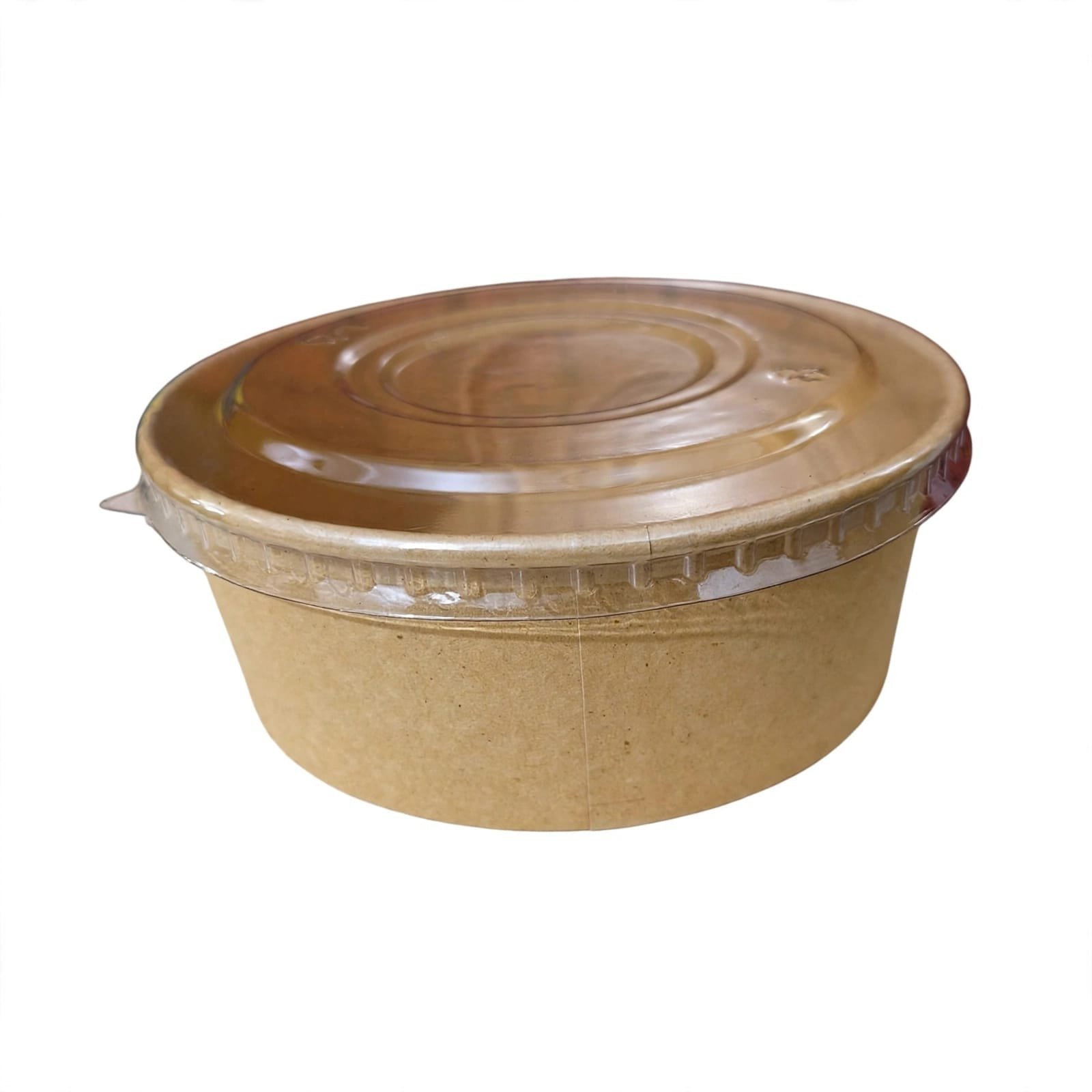 Kraft Paper Container With Pet Lid 750ml Flat