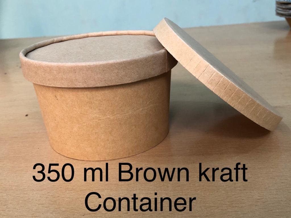 Kraft Paper Container With Lid 350ml