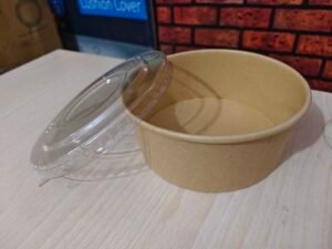 Kraft Paper Container With Pet Lid 750ml Flat
