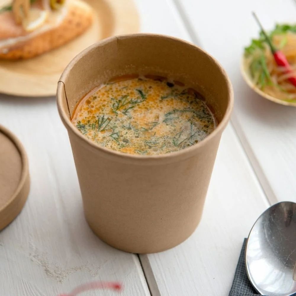 Kraft Paper Container with Lid 750ml