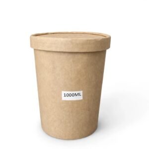 Kraft Paper Container With Lid 1000ml